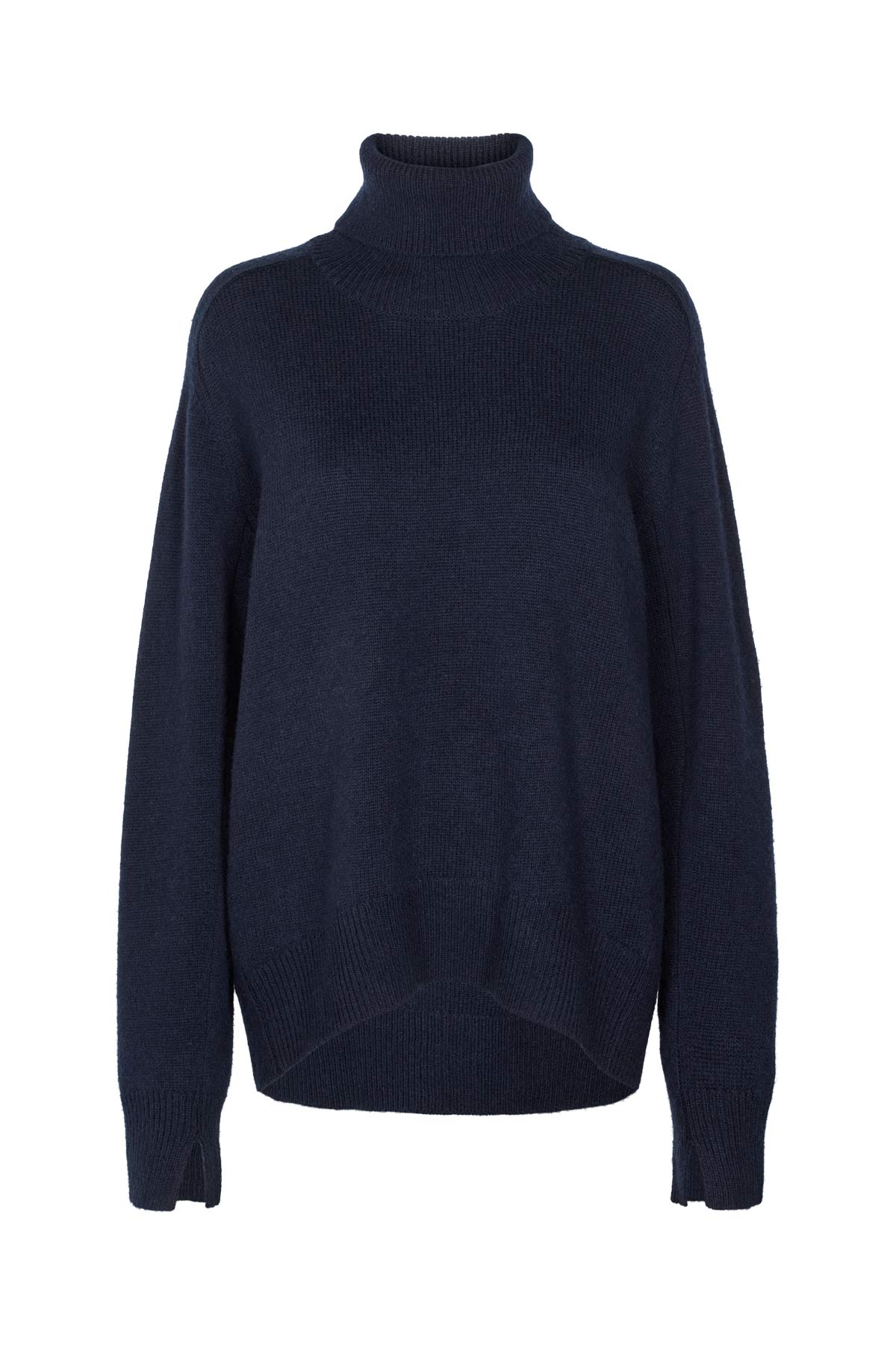 Celly - Pure wool roll neck sweater I Navy