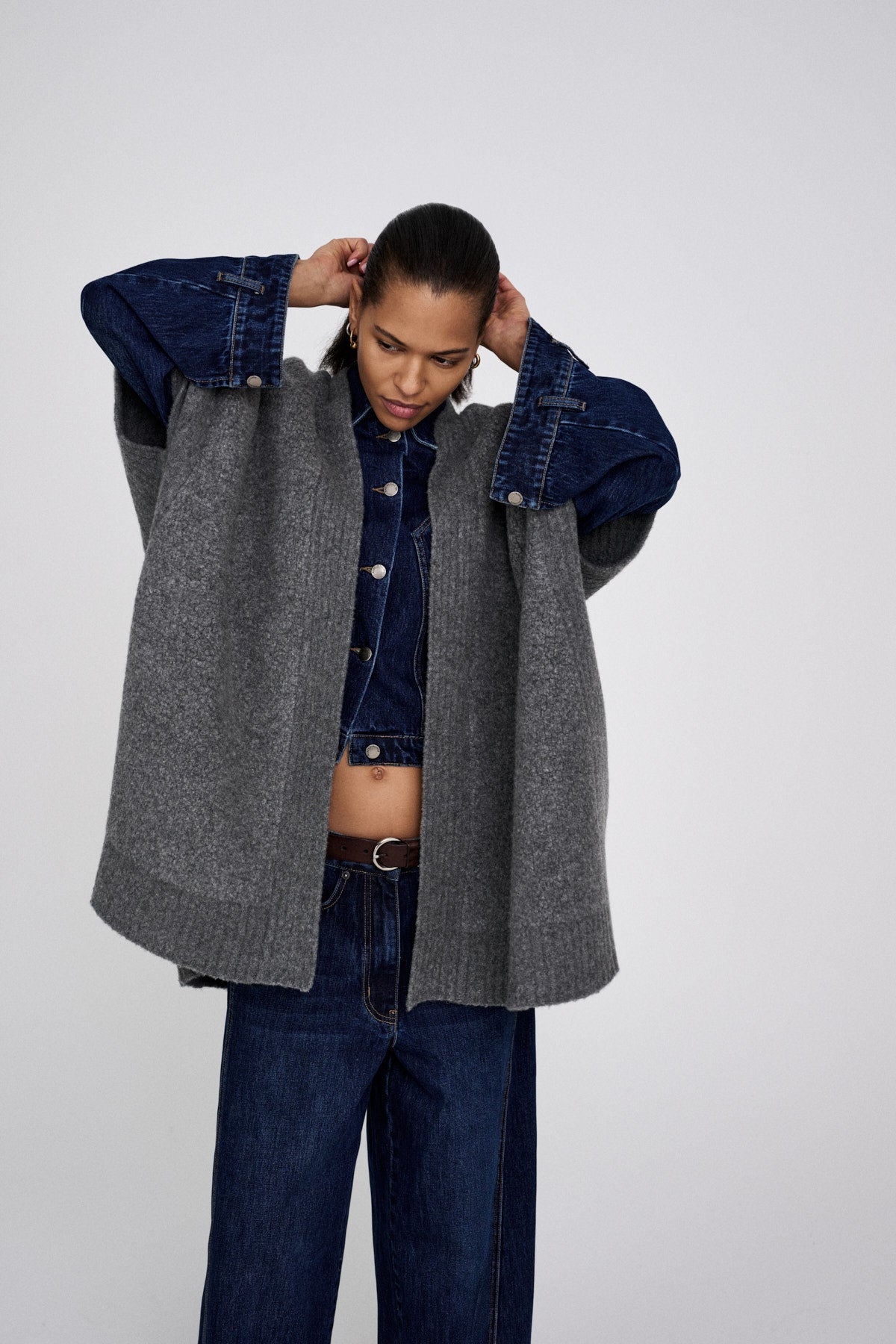 Dorris - Sheep knit cape I Grey melange