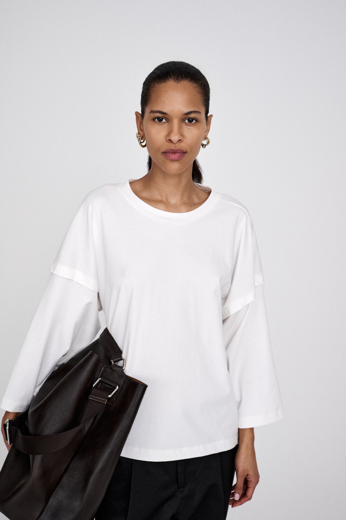 Laurah - FOT jersey 3/4 sleeve top I Chalk