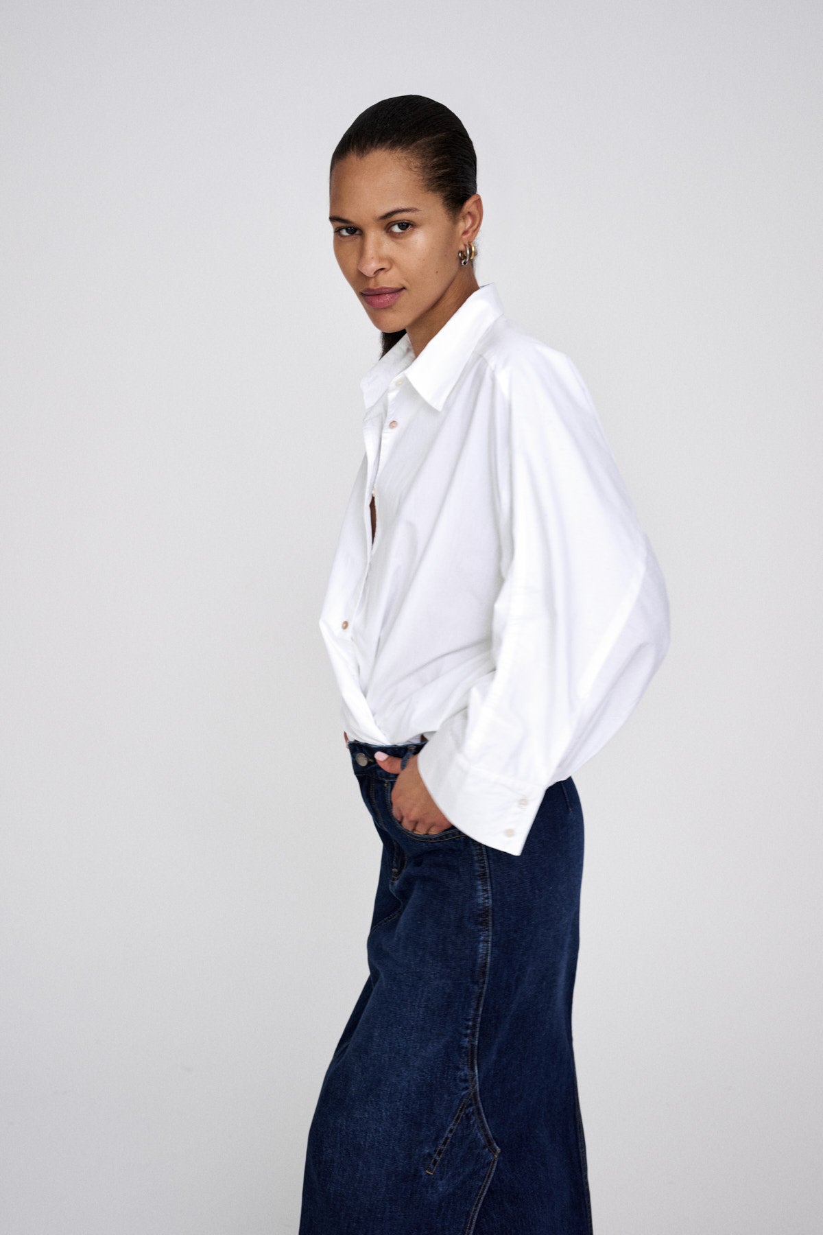Chloe - Poplin full shirt I White