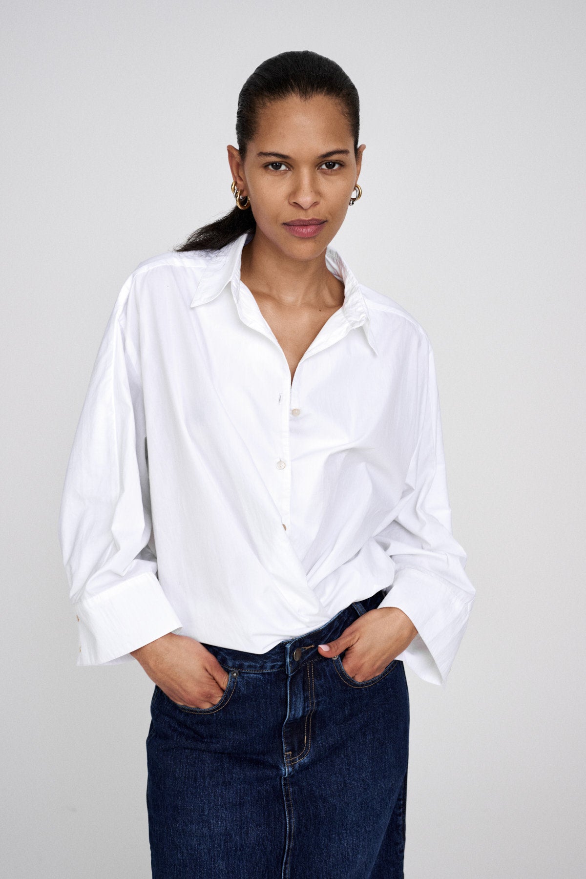 Chloe - Poplin full shirt I White