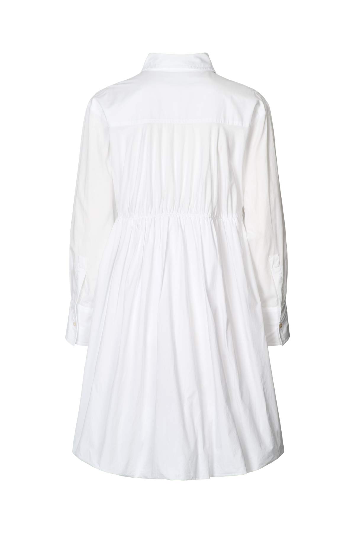 Sophia - Poplin puffed hem shirt dress I White