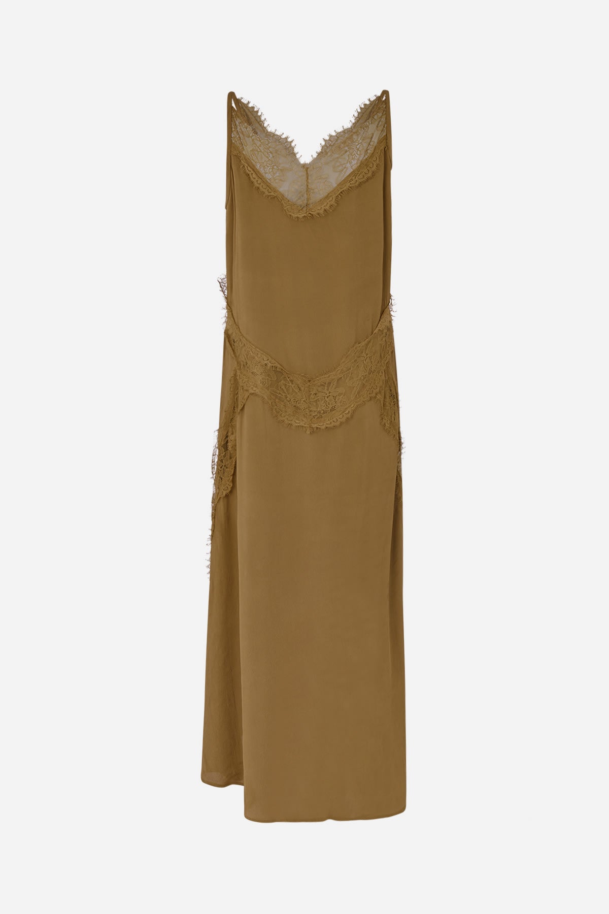 Lilou - Sheer lace panelled dress I Hazelnut