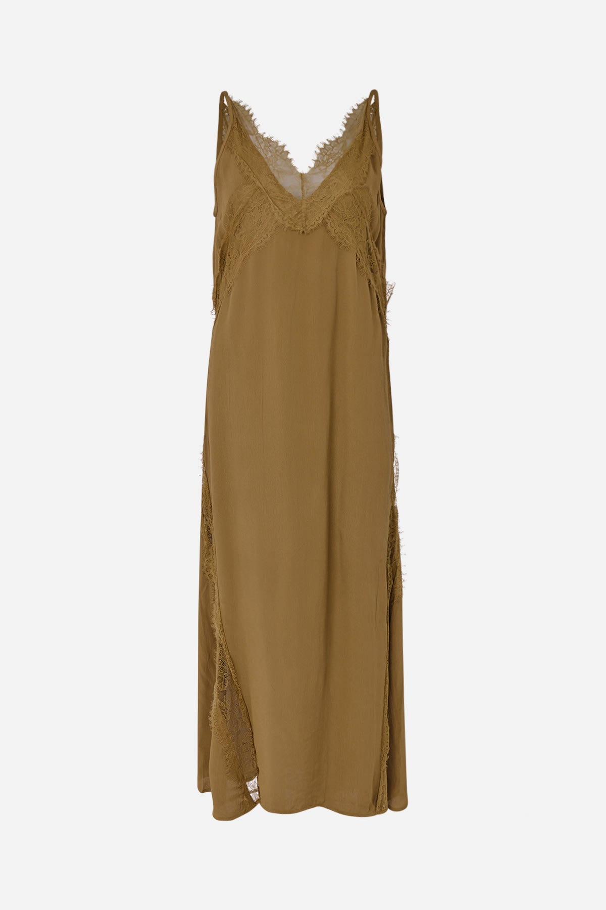 Lilou - Sheer lace panelled dress I Hazelnut