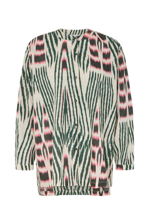 Sibyl - Ikat voile shirt I Forest pink sand