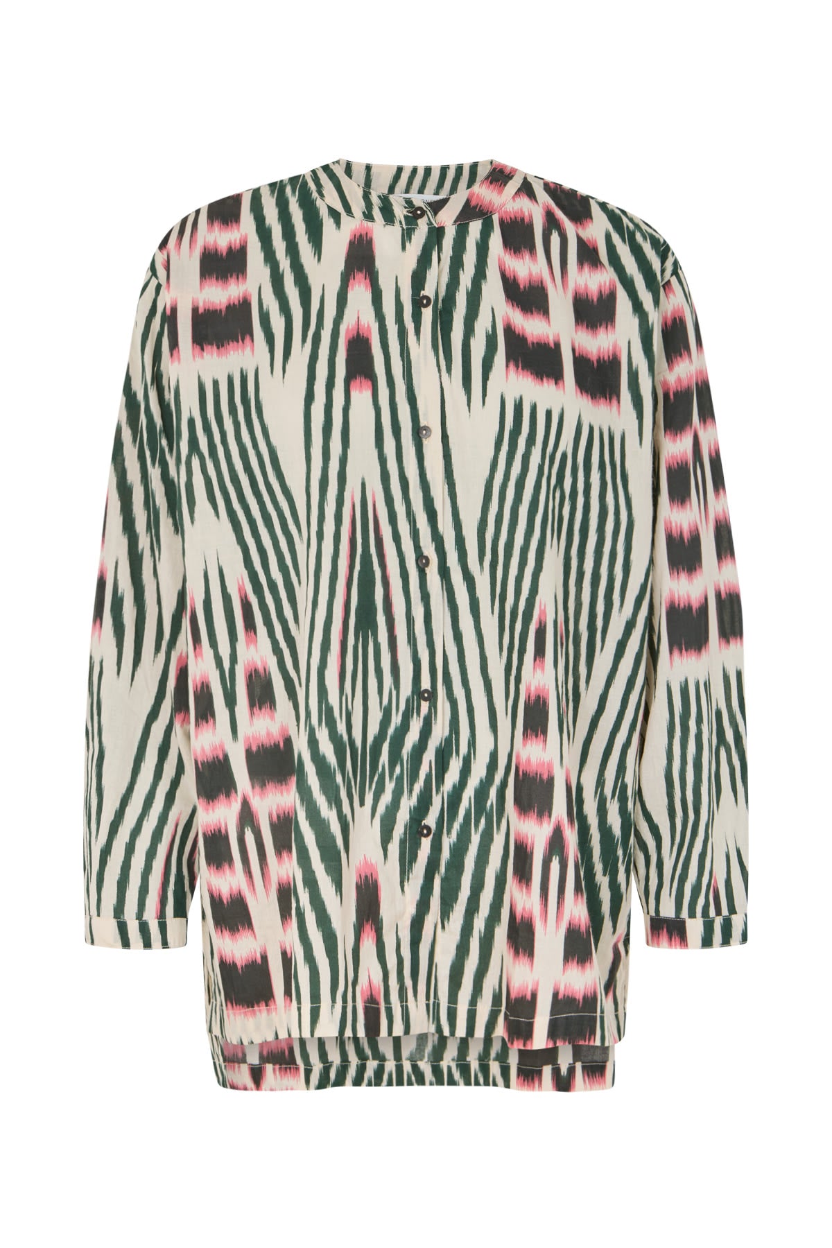 Sibyl - Ikat voile shirt I Forest pink sand