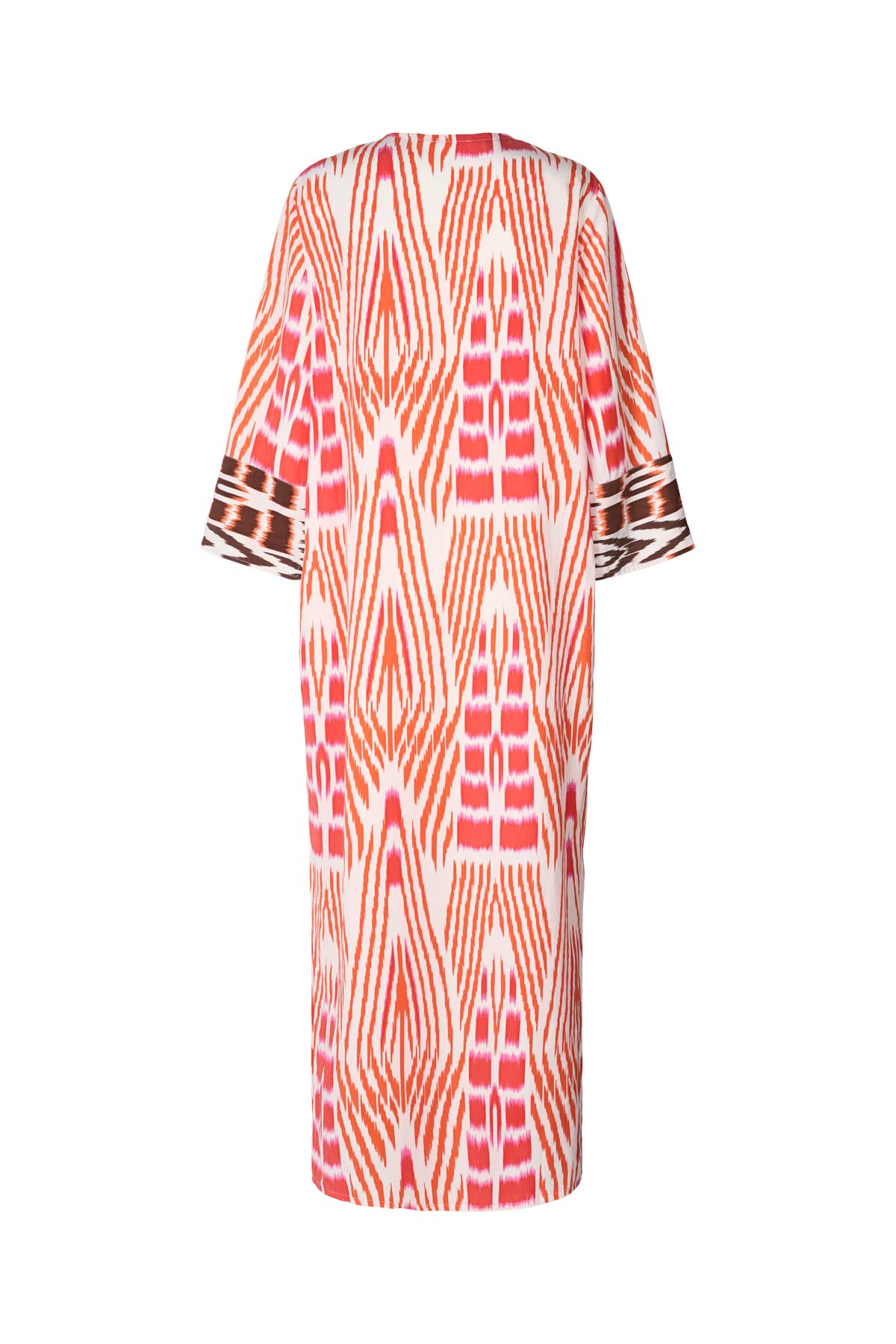 Karimalou - Ikat combo kaftan I Mandarin pink ivory & coffee combo