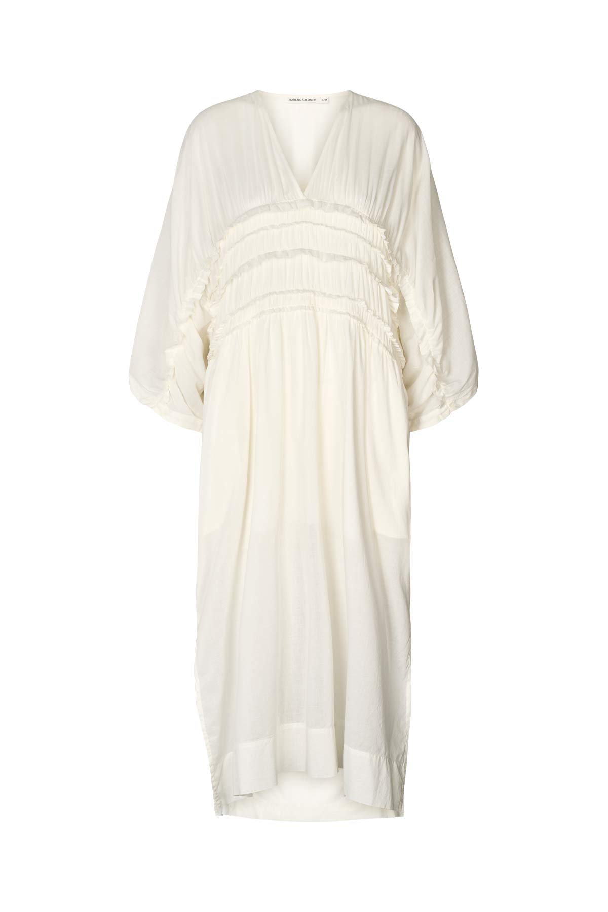 Ina - Voile frill gathered dress I Chalk
