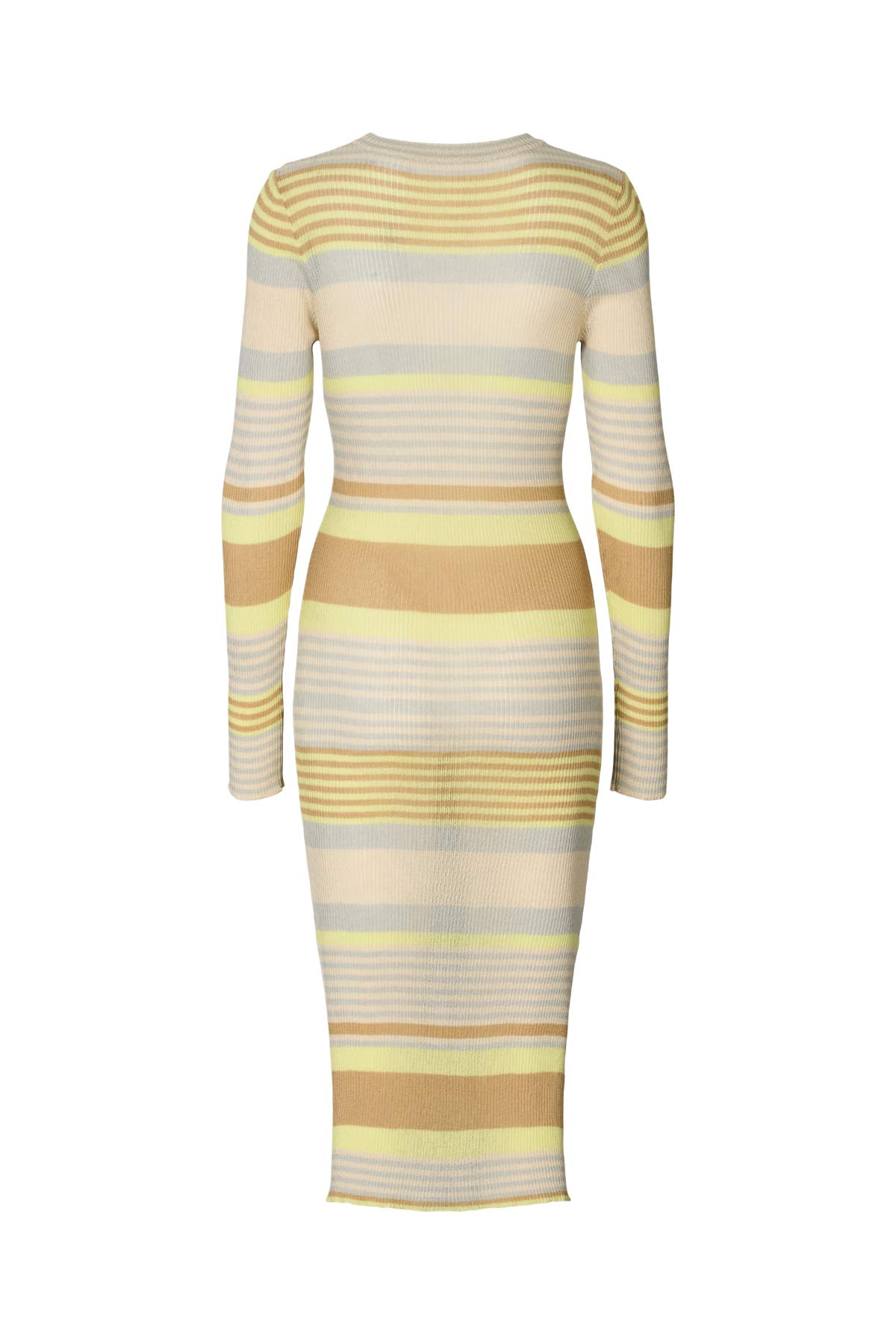 Inua - Ribbed stripes knit dress I Soft lime stripe
