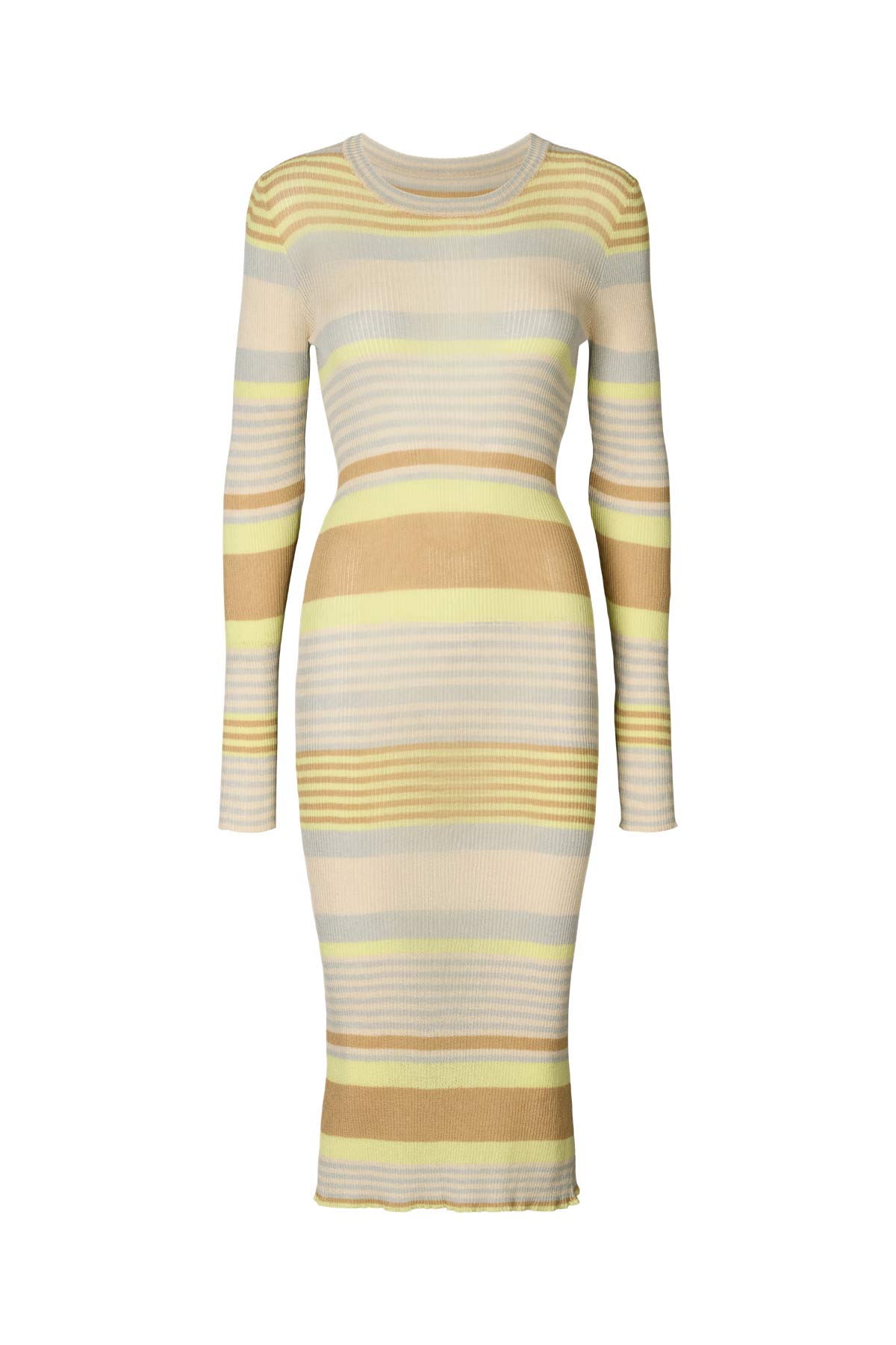 Inua - Ribbed stripes knit dress I Soft lime stripe