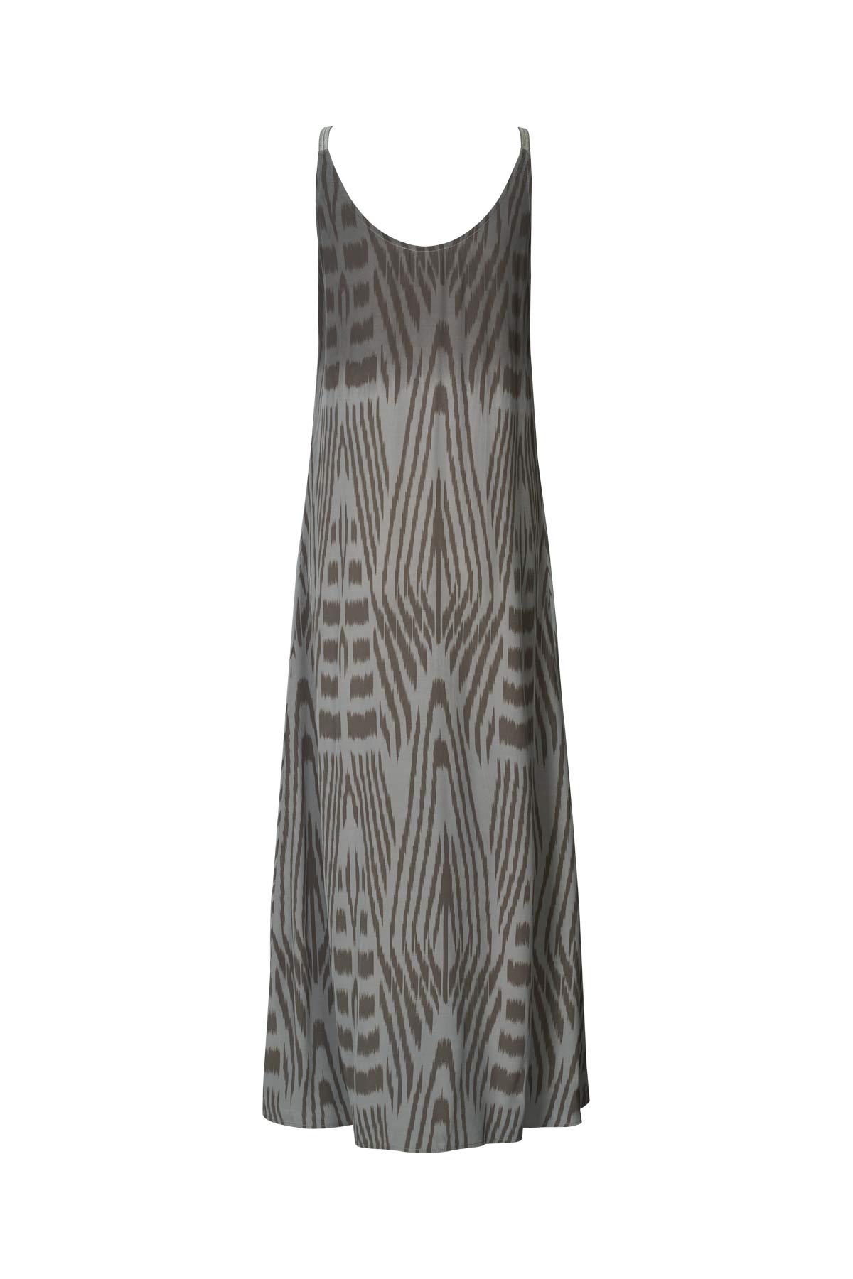 Maice - Ombre ikat slim string dress I Asphalt combo