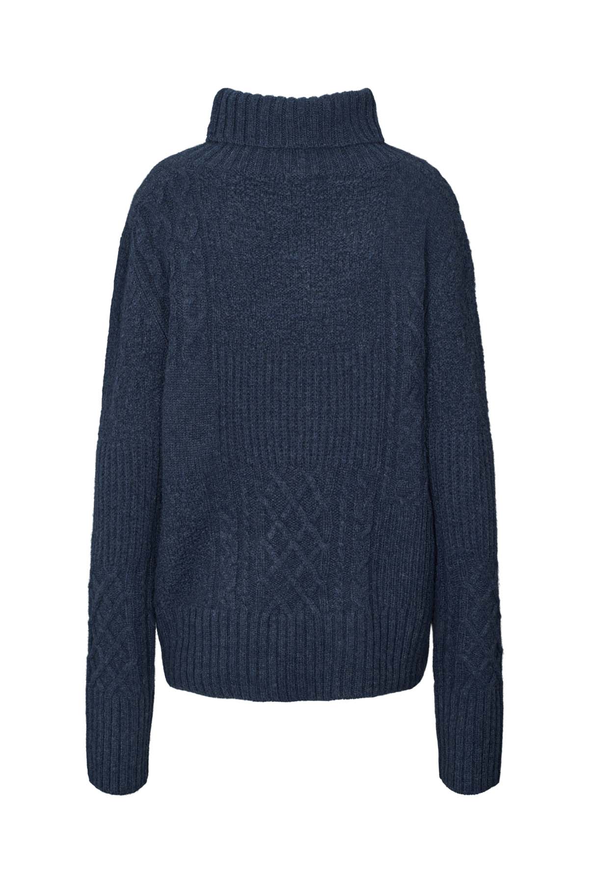 Anli - Patchwork knit sweater I Indigo