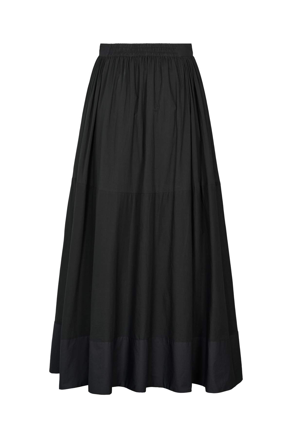 Dema - Poplin full layered skirt I Black