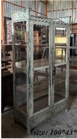 Antique Cabinet with Glass Doors - Rabens Apartment I Patina Light Blue